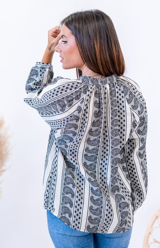 Blouse ZEHIA écru/anthracite Banditas