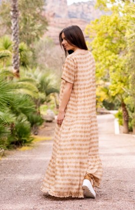 Robe ANDREANE longue manches courte beige