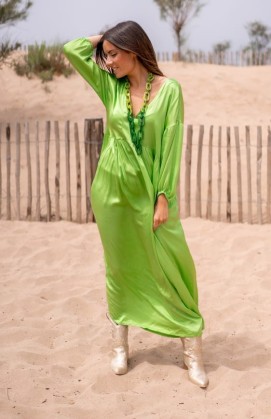 Green CASSITA 3/4 sleeves long dress