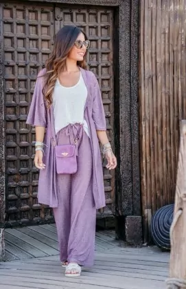 Pantalon IZOU violet irisé