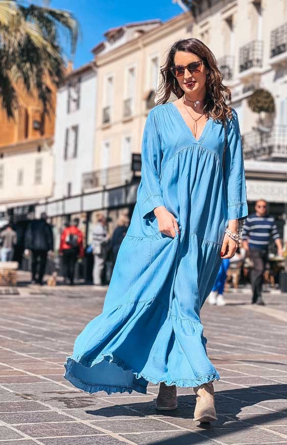 Light blue MAÏNA long dress