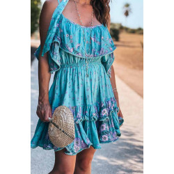 Robe PENNY Courte Bretelles Bleue