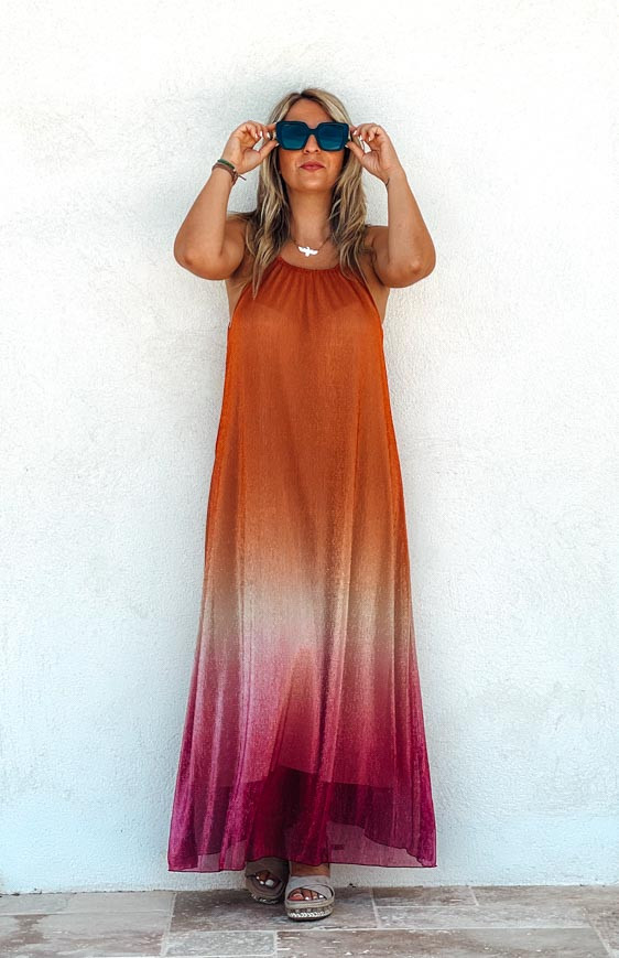 Orange SHINE long strapless dress - Bohemians Dresses - Keva Shop
