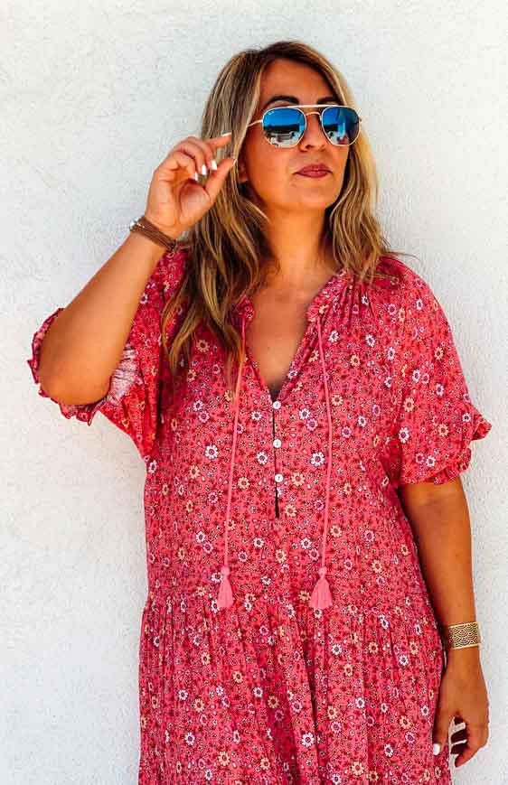 Robe ZACHARY Longue Manches courtes Rose