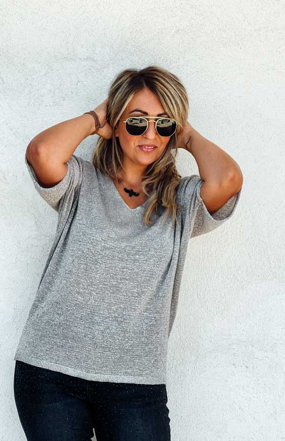 T-shirt CLEO manches courtes taupe