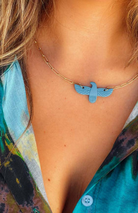 Collier BIRDY bleu canard