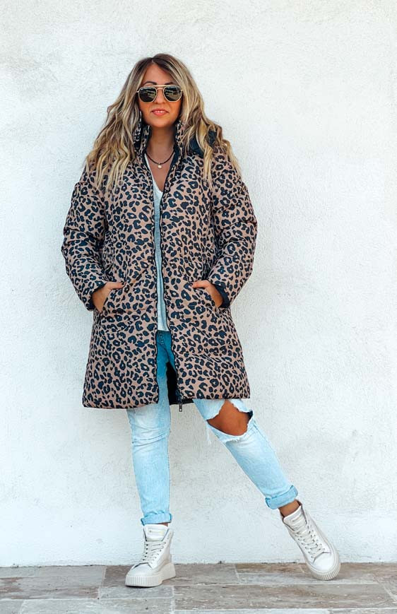 Leopard beige ELLIE padded jacket