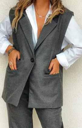 Blazer MATTEO sans manches gris