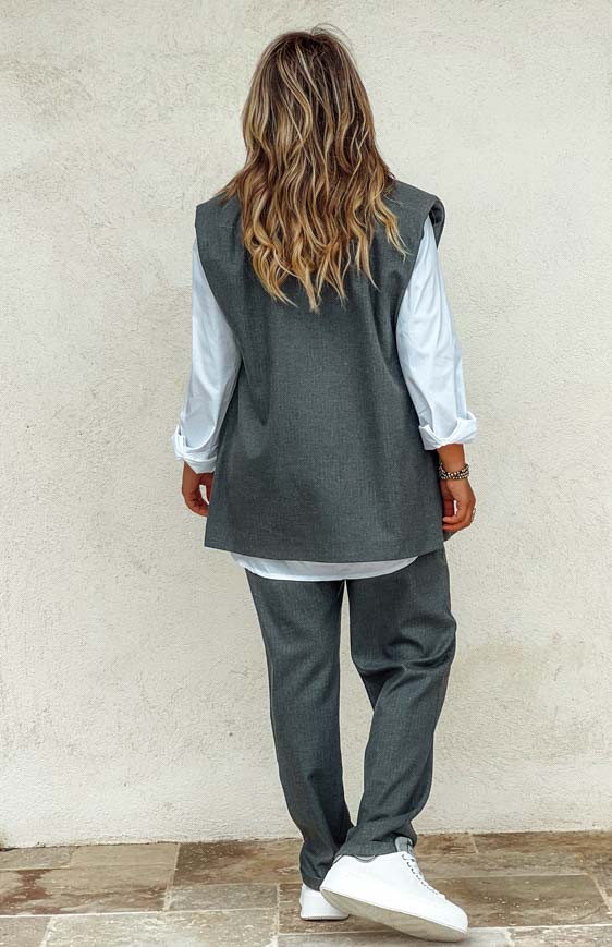 Blazer MATTEO sans manches gris