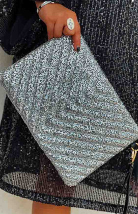 MEGAN silver clutch bag