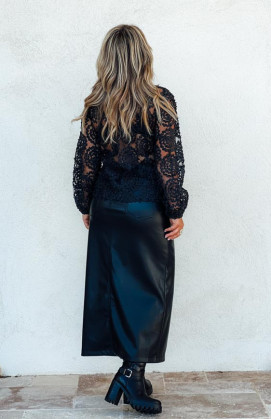 Black VERA long-sleeve top