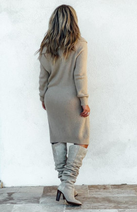 Robe pull courte TAYLOR beige