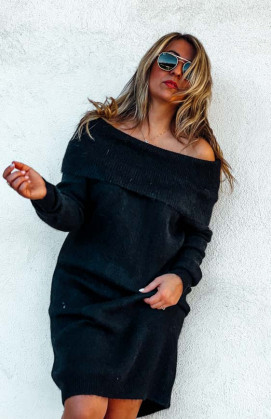 Robe pull courte TAYLOR noire