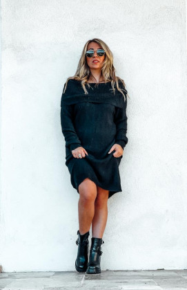 Black TAYLOR short pullover dress