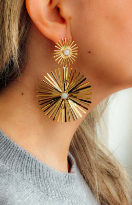 Golden/white CORA earrings