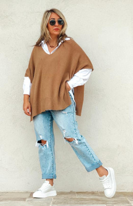 Camel DEREK sleeveless sweater