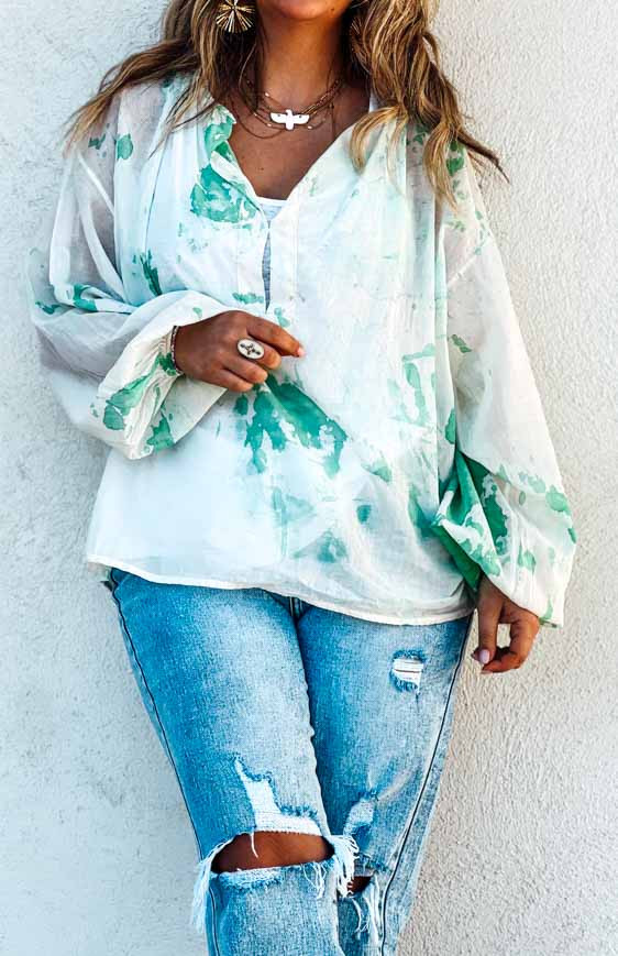 Water green CLARENCE blouse