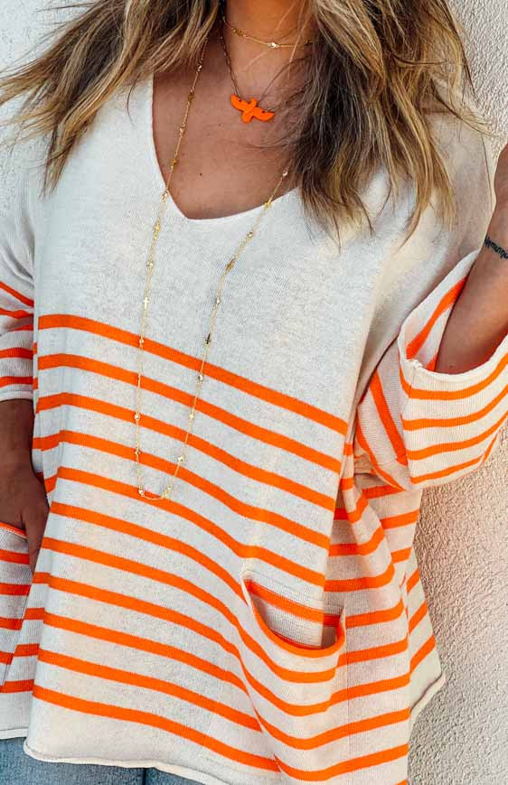 Orange JAYDEN 3/4 sleeves pullover