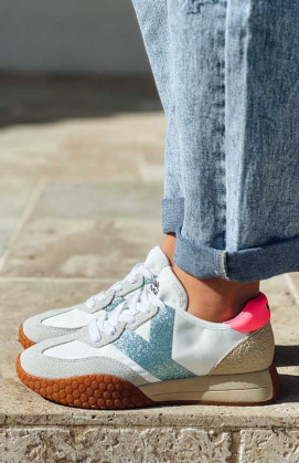 White/turquoise MIAMI sneakers