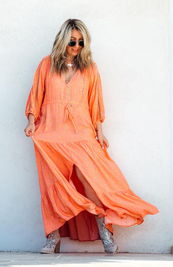 MANILLE 3/4 sleeve long dress