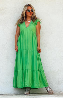 Robe DESTINY longue sans manches manches verte