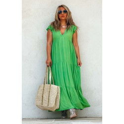 Robe DESTINY longue sans manches manches verte