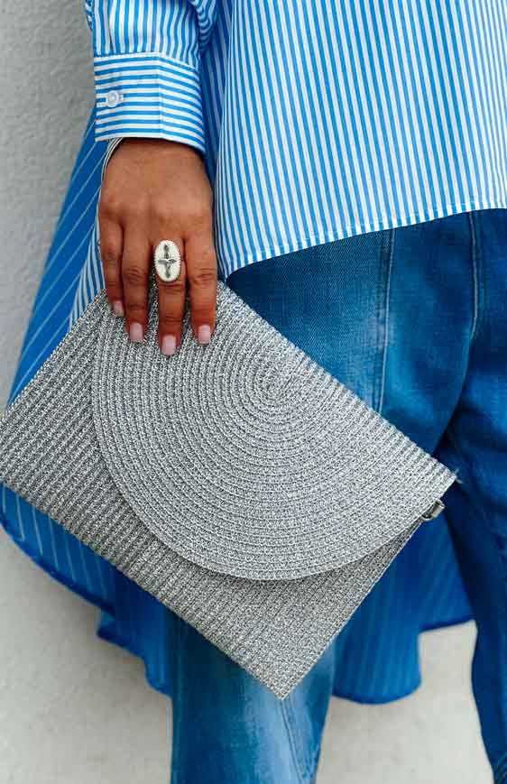 Silver VALENTINE clutch bag