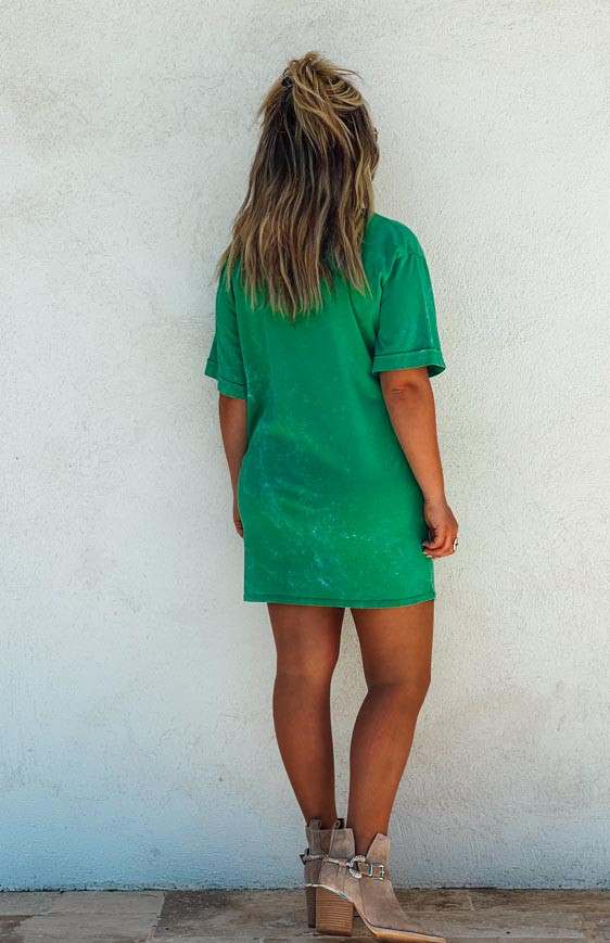 T-shirt long JADE manches courtes vert vintage