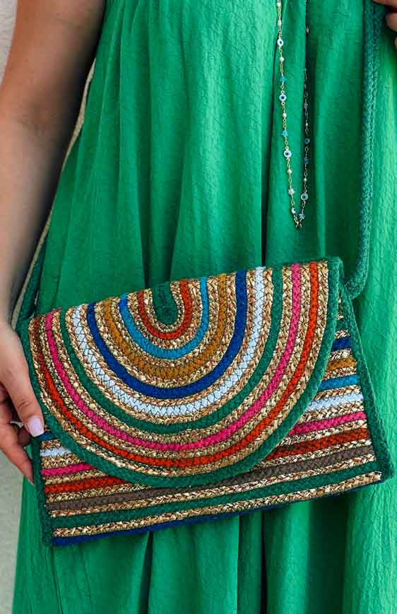 Green LIVIA clutch bag