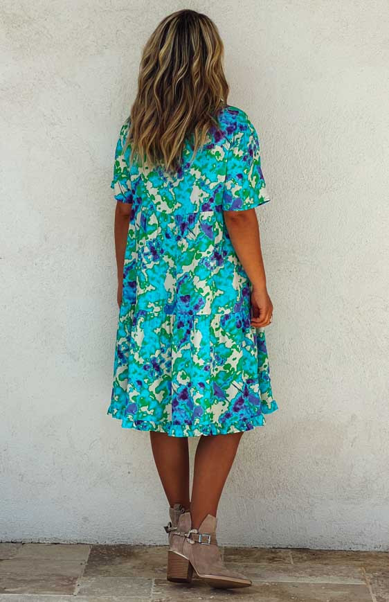 Blue PATTI short-sleeved dress