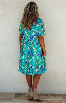 Blue PATTI short-sleeved dress