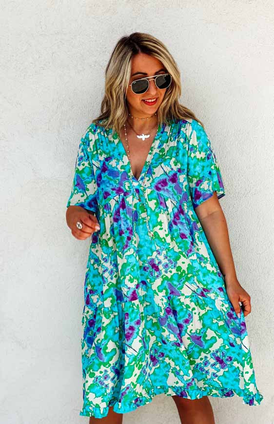 Blue PATTI short-sleeved dress