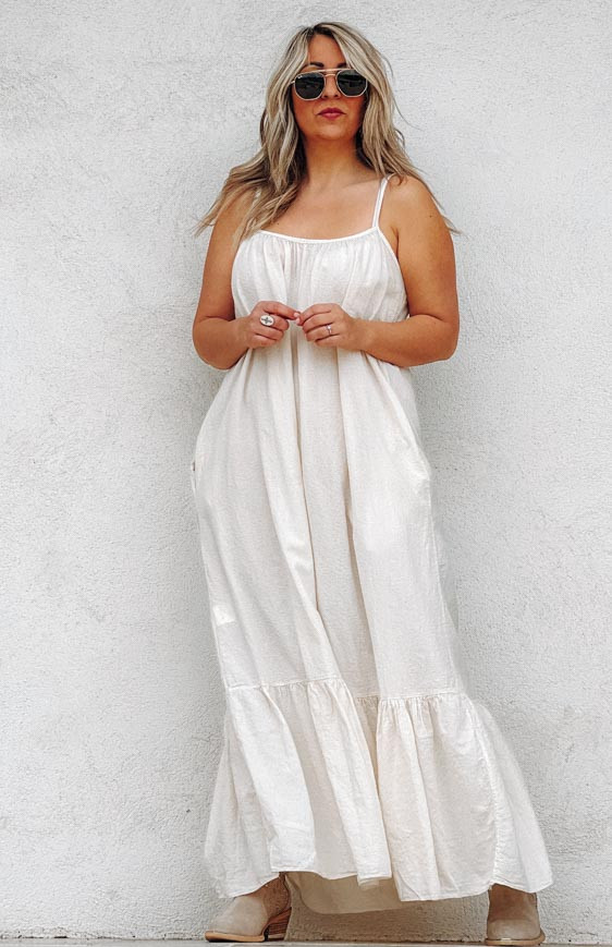 Beige ISIS long dress with straps