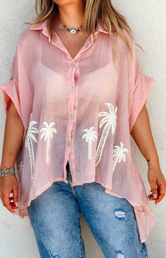 Chemise NESS manches courtes rose clair