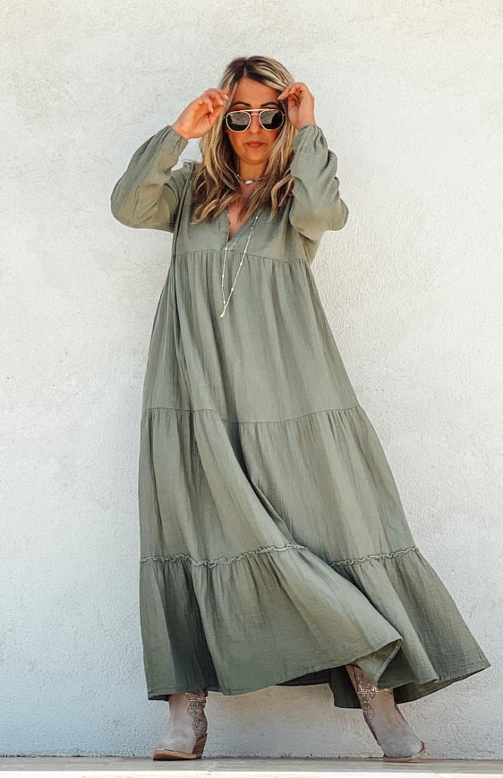 Khaki ISADORA long dress