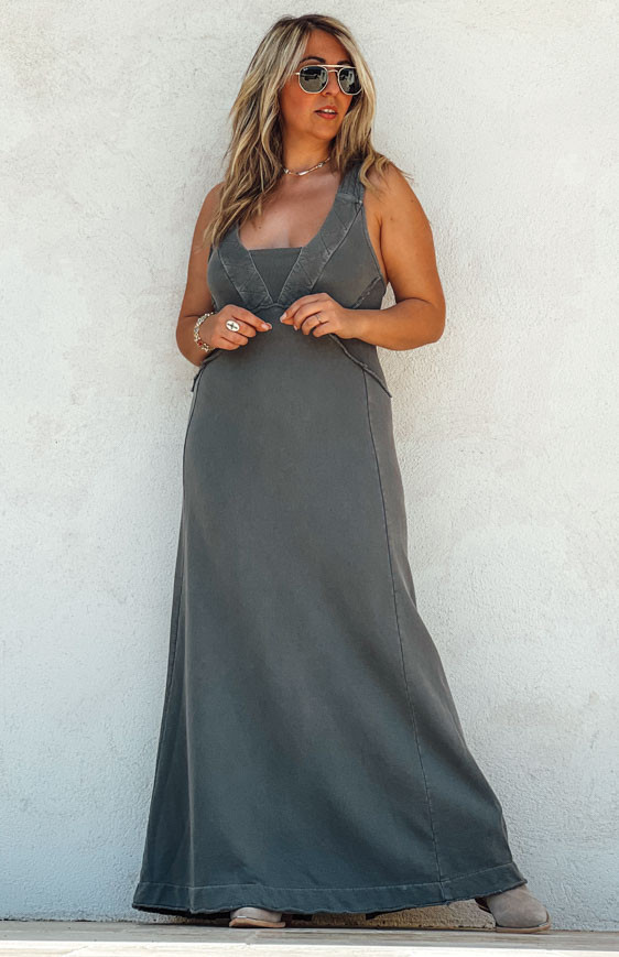 Robe ROBIE longue bretelles anthracite