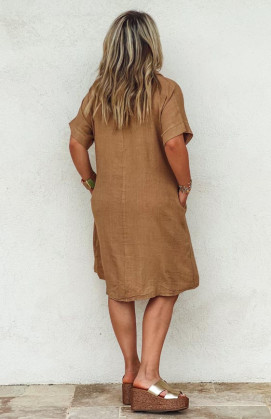 Camel LAYANA short-sleeved dress