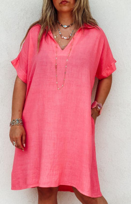 Pink LAYANA short-sleeved dress