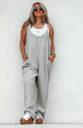 Combi pant NOELIA bretelles taupe