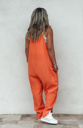 Combi pant NOELIA bretelles corail