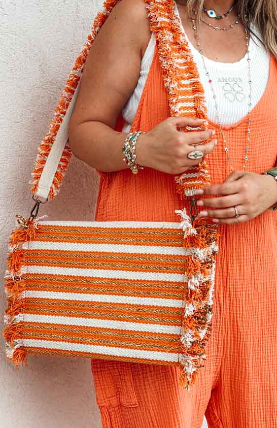 Orange MOOD large clutch bag