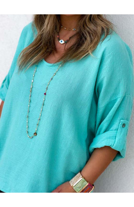 Water green TINA 7/8 sleeves blouse