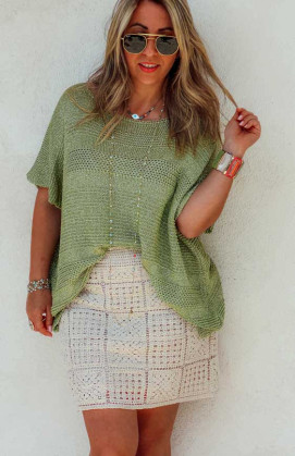 Pull FELICITY manches courtes vert clair