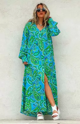 Robe MANON longue bleue