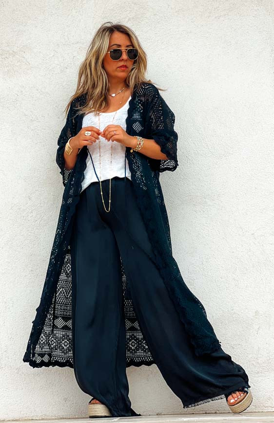 Black LIVY 3/4 sleeves kimono