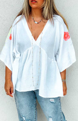 White JULIE 3/4 sleeves blouse