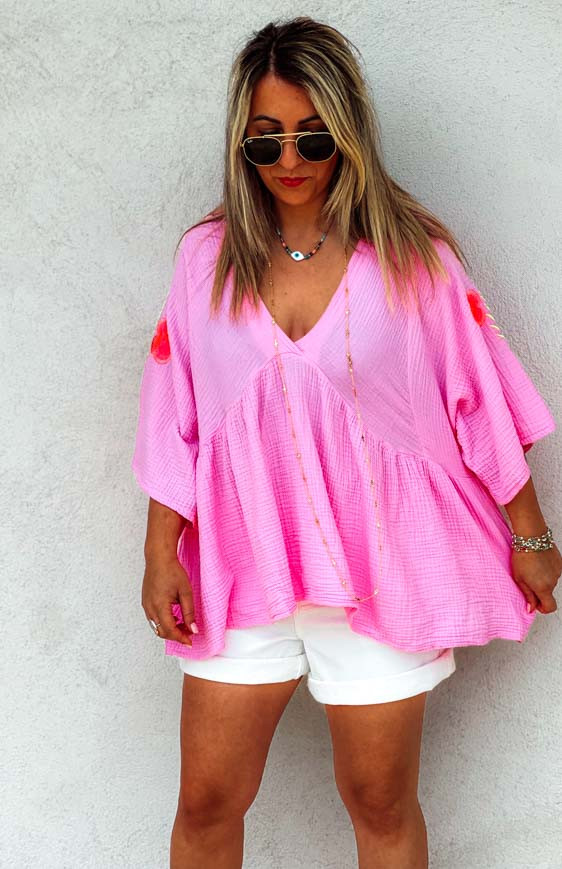 Pink JULIE 3/4 sleeves blouse