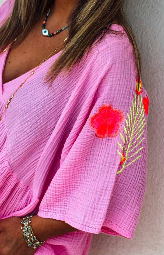 Pink JULIE 3/4 sleeves blouse