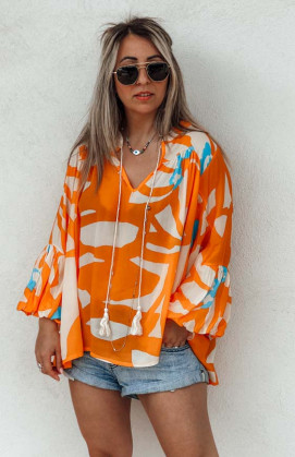 Orange CATHY blouse 7/8 sleeves