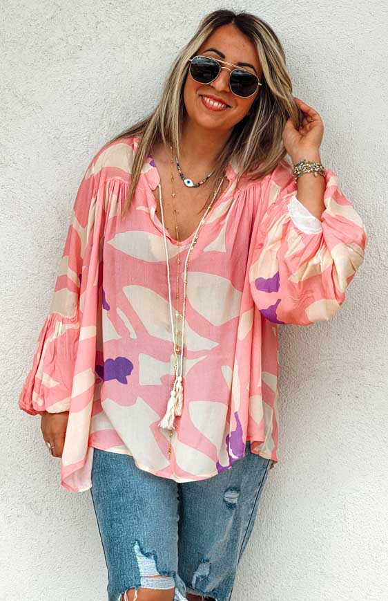 Light pink CATHY blouse 7/8 sleeves
